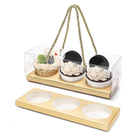 Boîtes à pâtisserie en plastique de qualité alimentaire avec poignée en corde dorée, boîte cadeau transparente pliable