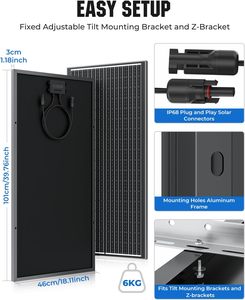 Panneau solaire 18BB N-Type 800 Watt 8PCS 100W, panneaux solaires 12V, 25% d'efficacité élevée, modules photovoltaïques monocristallins - Product Image 1