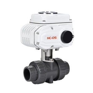 วาล์วบอลแบบยูเนี่ยนคู่ UPVC ไฟฟ้า รุ่น Q921S 10 DN15 ถึง DN100 วาล์วพลาสติกทนกรดด่าง สำหรับใช้ในอุตสาหกรรมน้ำ - Product Image 1