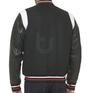 Veste Lettermen de style High Street pour homme avec col montant en cuir et toile de couleur unie pour l'hiver-quantité minimale de commande bas - Product Image 2