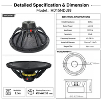 Haut-parleur professionnel de médiums et de basses au néodyme de 15 pouces, 600W AES, bobine vocale de 3,5 pouces, haute sensibilité 98dB pour systèmes Line Array et moniteurs de scène