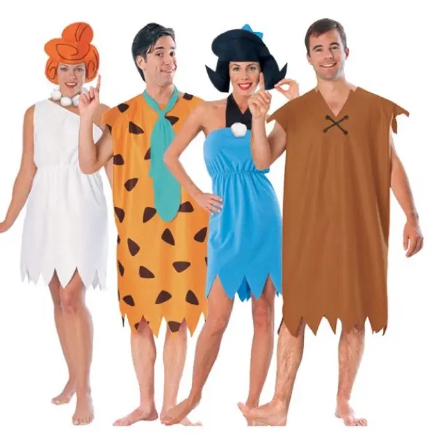 Vendita calda Fred e Wilma Flintstone group coppie costumi di Halloween Cosplay Sexy per adulti