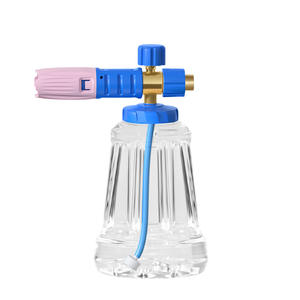 Nuevo diseño, Cañón de espuma de lavado de coches de alta presión de 1500W, plástico transparente, enchufe rápido, limpieza de presión de pulverización ajustable en forma de ventilador - Product Image 1