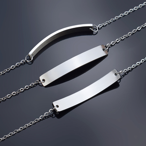 Minimalista In Bianco In Acciaio Inox Argenteo Braccialetto per la Donna Degli Uomini di Incisione Personalizzata Monili Che Fanno <span class=keywords><strong>Accessori</strong></span> All'ingrosso - Product Image 1