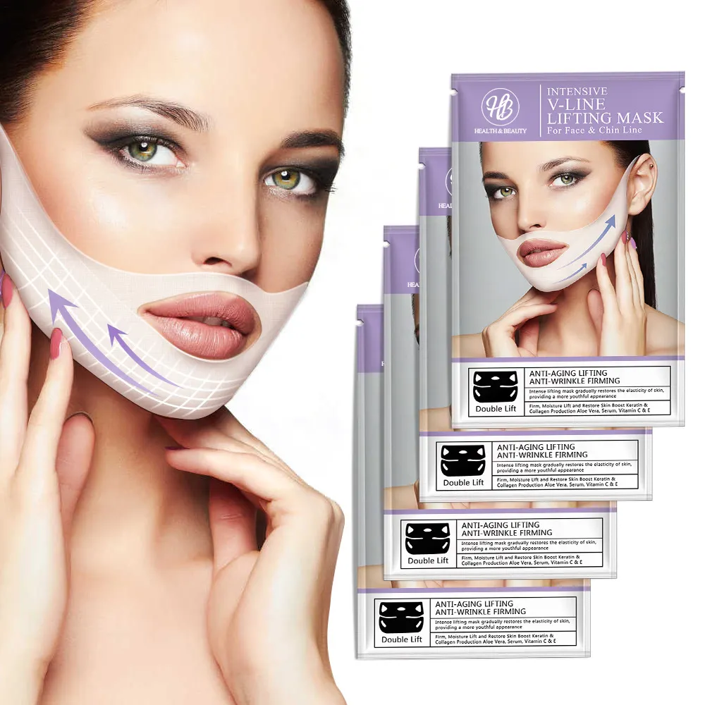 Patch de réduction du double menton en forme de V, masque facial hydrogel amincissant en forme de V