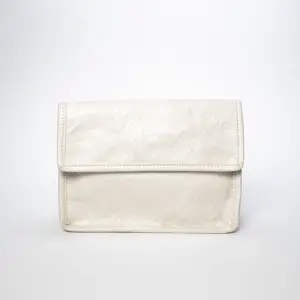 White Color Cosmetic Bag Recycled Storage Bag With Invisible Magnetic Button For Outside Use