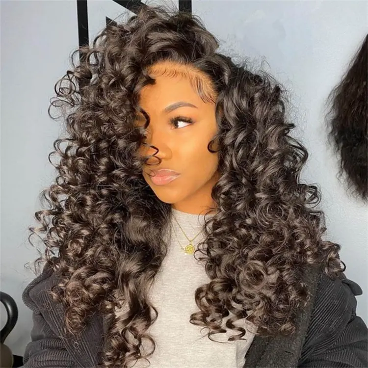 Bouncy Curly Machine Made Wigs Human Hair Spiral Curly Wigs 200% Density For Black Women Scalp Wig With Bangs