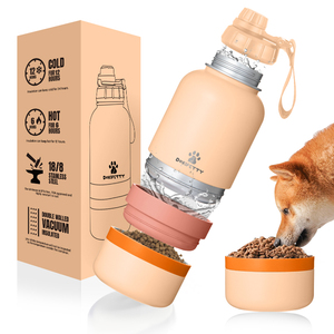 Ücretsiz örnek Pet besleyici 32 oz açık seyahat 3 in 1 paslanmaz çelik köpek su şişeleri ile gıda konteyner kase - Product Image 1
