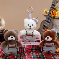 Porte-clés en peluche ours mignon personnalisé, poupée ours en peluche douce, adorable pendentif ours de dessin animé pour la décoration de sac et cadeau pour enfants