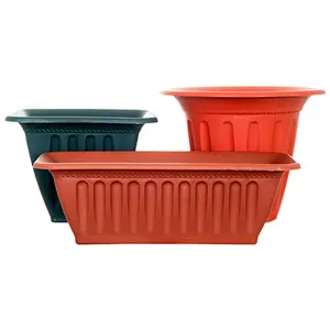 Hot sale Products 3 Style Rectangular Round Square Outdoor Garden Planting Plastic Trough Vegetable Planter