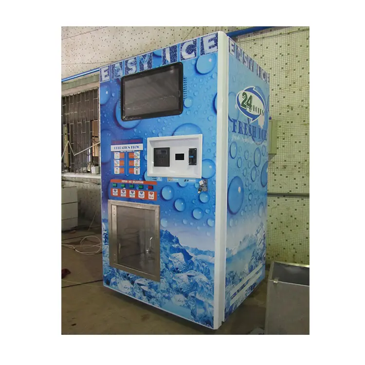 Automatico quadrato del cubo di ghiaccio distributore automatico di monete operare outdoor auto insaccamento macchina per il ghiaccio fornitore