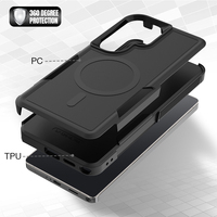 Coques pour téléphone portable S26 Ultra, givrées semi-transparentes, 2 en 1, TPU+PC, charge magnétique, anti-traces de doigts, étanches