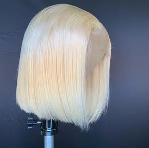 613 Blonde Bob Braziliaanse Maagd Menselijk Haar, Lace Front Pruik Met Baby Haar, pre Geplukt 613 Korte Bob Pruiken