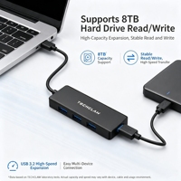 TECHCLAW HB2011 Hub USB 3.0 4 ports, adaptateur répartiteur USB, transfert haute vitesse pour ordinateur portable, PC, clé USB, souris, clavier