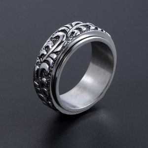 Stainless Steel Men's Ring SA960 <b>Rotating</b> Pattern Vintage Plant Design Jewelry Gift - Product Image 3