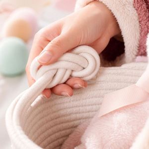 Panier de rangement personnalisé pour bébé avec poignées - Panier tissé avec nom pour couches, lingettes et vêtements, panier de rangement portable - Product Image 2