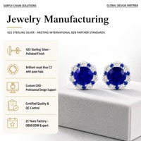 S925 anting-anting batu permata, perhiasan anting-anting halus berlian simulasi biru giwang perak mewah baru