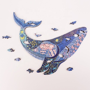 <span class=keywords><strong>Puzzle</strong></span> 3D en <span class=keywords><strong>bois</strong></span> de baleine bleue de forme unique pour adultes et enfants, jeu familial, jouet de développement de mise au point - Product Image 4