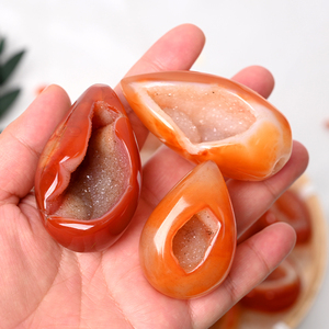 بيع بالجملة لحجر العقيق الأحمر الطبيعي على شكل بيضة للشفاء والديكور المنزلي - Product Image 4