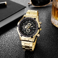 Montre pour homme à bracelet en acier AliExpress transfrontalière, montre à trois cadrans et six aiguilles, montre à quartz avec calendrier européen/américain