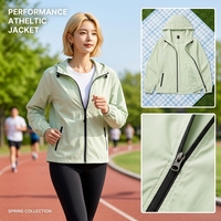Veste d'extérieur pour femme AQTQ, fine, en tissu softshell, imperméable, coupe-vent, respirante, à fermeture éclair, à manches longues, à capuche, pour la randonnée au printemps