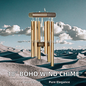 Campana de Viento de Madera y Metal de Estilo Bohemio Grande de Peerless Craft, 6 Tubos, 5 Colores, Decoración Navideña para Colgar al Aire Libre - Product Image 2