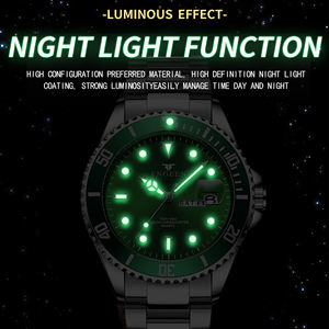 Reloj Deportivo de Cuarzo para Hombre FNGEEN de Lujo, Verde Luminoso, con Calendario, Resistente al Agua 3 ATM, de Acero Inoxidable, Venta al Por Mayor - Product Image 4