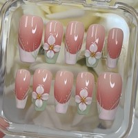Faux Ongles de Luxe Personnalisés 100% Faits Main, Motif Fleur de Perle Rose 3D, Nouveaux, Portables, Formes Carrées et Stiletto, Magnifiques