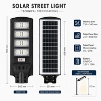 Farola Solar de Alta Luminosidad de 400W con 64 LED ABS 5054 y Sensor de Radar para Carreteras, Patios y Estacionamientos