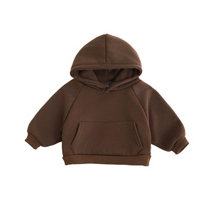 Sudadera con Capucha para Niños, Color Marrón, con Bolsillo, de Algodón y Felpa, Ropa Casual para Otoño e Invierno - Product Image 1