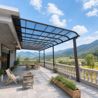 Pergola en aluminium avec toit en polycarbonate, couverture de terrasse panoramique, vue sur la montagne, ouverte, anti-UV, étanche, OEM