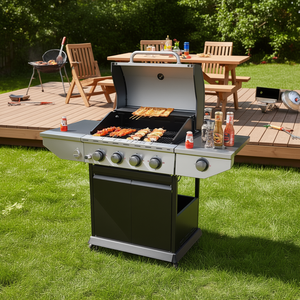 Barbecue au gaz propane en acier inoxydable à 4 brûleurs avec plaque de cuisson latérale pour le camping en plein air, les barbecues et les divertissements - Product Image 2