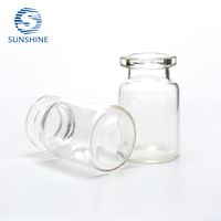 Flacon cylindrique en verre transparent de 5 ml avec bouchon en caoutchouc, conteneur vide scellé pour lyophilisation de poudre, réactif de laboratoire
