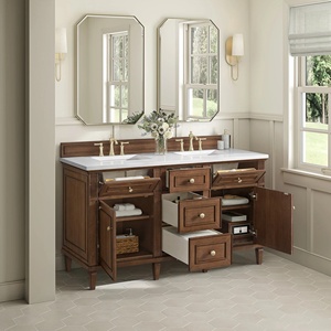 <span class=keywords><strong>Mueble</strong></span> de <span class=keywords><strong>Baño</strong></span> de Madera Maciza de Nogal de Estilo Clásico de Mediados de Siglo <span class=keywords><strong>con</strong></span> <span class=keywords><strong>Encimera</strong></span> de Cuarzo, <span class=keywords><strong>Mueble</strong></span> de 60'' <span class=keywords><strong>con</strong></span> <span class=keywords><strong>Lavabo</strong></span> Doble de Cerámica - Product Image 3