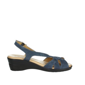 Io17818 sandali estivi con zeppa a punta blu con tacco quadrato e sandali bassi con chiusura stringata e Slip-On soletta in gomma - Product Image 4
