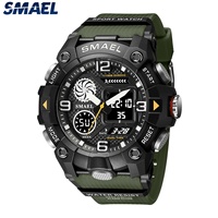 Montre de sport unisexe SMAEL à prix avantageux, analogique-numérique, aiguilles lumineuses, alarme, chronomètre, étanche, chronographe