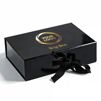 Boîte cadeau magnétique pliable de luxe avec logo personnalisé pour perruques, vêtements, cosmétiques, extensions de cheveux, maquillage, ensemble de maquillage, boîte d'emballage rose