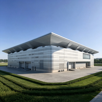 Salle d'exposition élégante préfabriquée en acier galvanisé à chaud haute résistance avec finition en panneaux composites en aluminium, certifiée ISO 9001