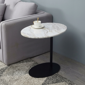 Mesa Auxiliar Redonda Moderna y Minimalista con Tapa de Madera de Arce y Base de Metal Negro, Muebles Ecológicos para Sala de Estar y Dormitorio - Product Image 6