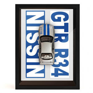 1:32 cadre Photo moulé sous pression jouets alliage voiture de sport modèle décoration murale 3D voiture de course suspendu peinture Collection garçon cadeau - Product Image 3