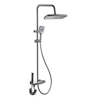 Système de douche haute pression de luxe gris chromé avec touches de piano, ensemble de douche pluie en aluminium avec valve en céramique pour salles de bain de villas