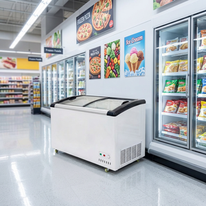 Congelador Horizontal Comercial con Puerta de Vidrio Curvo, Vitrina Refrigerada para Helados, con Vidrio Transparente para Pasteles - Product Image 1