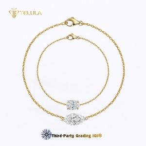 Brazalete de <span class=keywords><strong>Oro</strong></span> Sólido de <span class=keywords><strong>14k</strong></span> Personalizado con Bisel, Diamante Cultivado en Laboratorio con Corte Marquise, Certificado IGI - Product Image 1