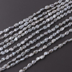 Perlas Keshi Barrocas Blancas Naturales de Grado AAA de 5-6 mm, Alto Brillo, Agua Dulce Reciclada, Sin Núcleo, Forma Única para <span class=keywords><strong>la</strong></span> Elaboración de Joyas - Product Image 1