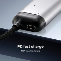 Adaptor Hub USB C Multi Port 100W PD ke HDTV DP VGA RJ45 Konverter Video Kabel Pendek untuk Laptop PC Docking Station