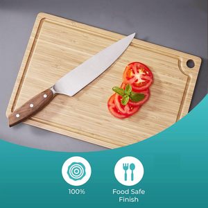 Planche à découper en bois antibactérienne durable avec rainure à jus pour trancher en toute sécurité et découper des aliments pour ustensiles de cuisine - Product Image 3