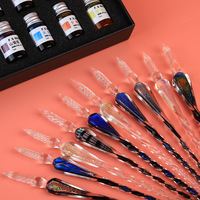 Yihuale 3 pièces à la main arc-en-ciel verre stylo cristal verre stylo calligraphie Signature stylo