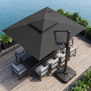 <span class=keywords><strong>Parasol</strong></span> carré 3x3m à double auvent avec lumière LED et base à réservoir d'eau - Stock USA - Product Image 1