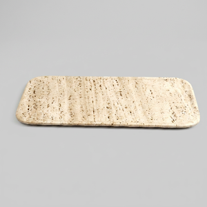 Plateau de rangement rectangulaire en marbre avec poignées en corail bronze, design rustique, accessoire de table pour salon - Product Image 1