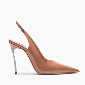 Women's Pointed Toe Buckles Pumps Silver Thin High Heels Slingback Patent Stiletto Dress <b>Shoes</b> Large Size 45 Wide Fit Sandals - Product Image 6
